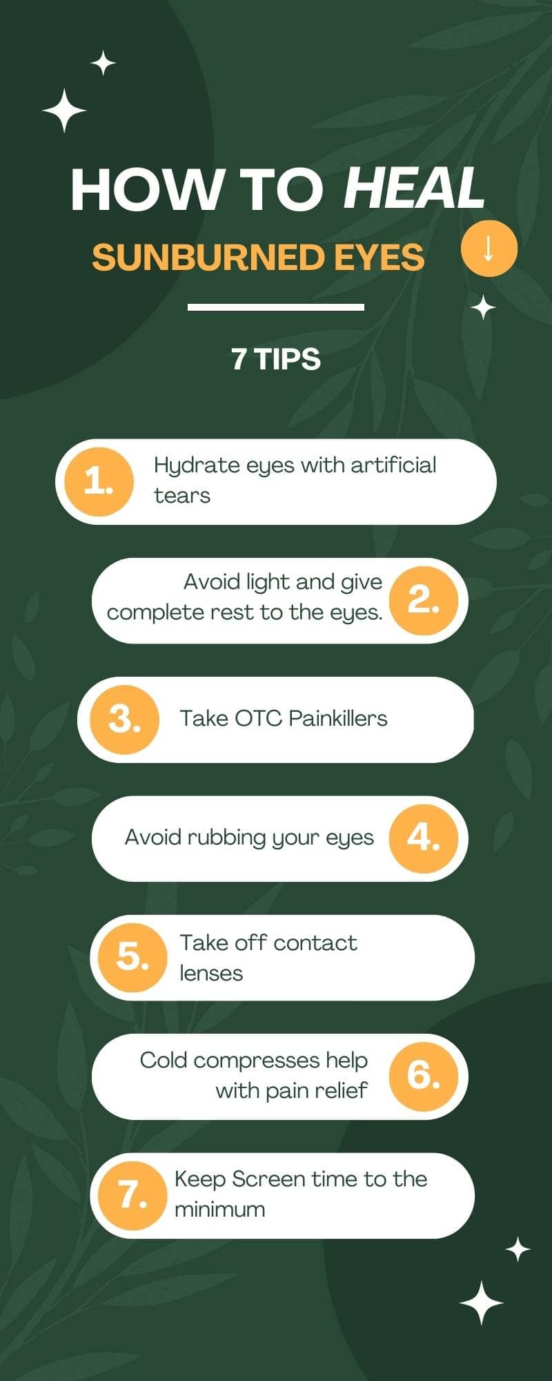 How to Heal sunburned eyes, Steps Infographic