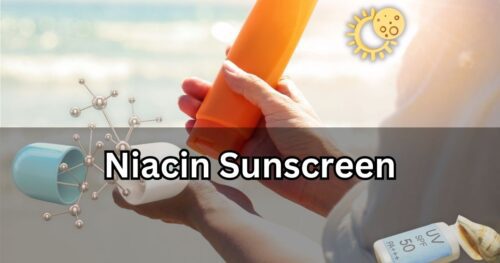 Niacin-Sunscreen, a beach in the background